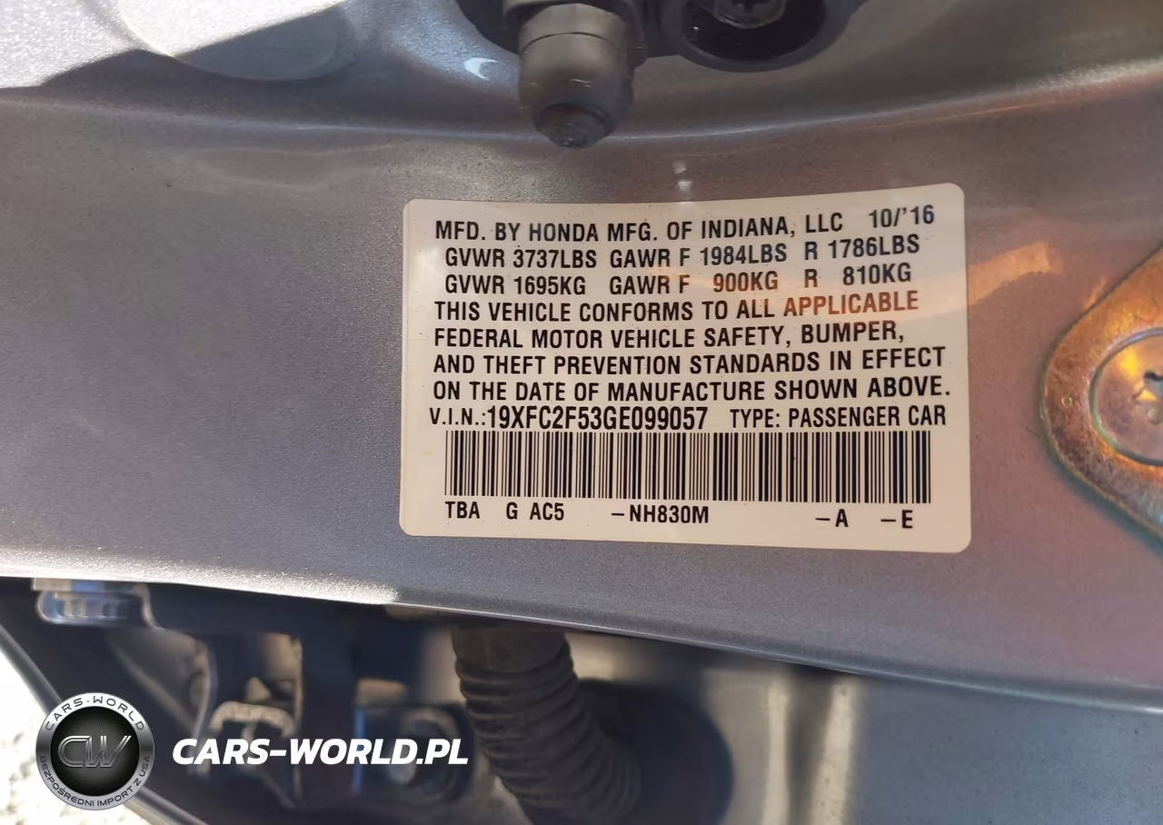 2016 Honda Civic Lx VIN:19XFC2F53GE099057 - 9