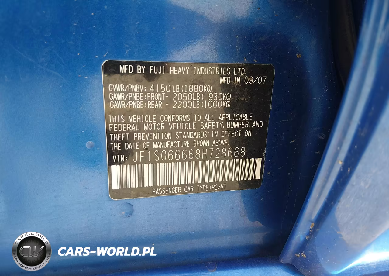 2008 Subaru Forester Sports 2.5X VIN:JF1SG66668H728668 - 9