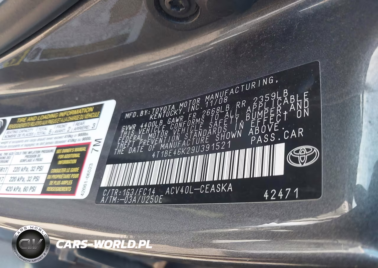 2009 Toyota Camry Se VIN:4T1BE46K29U391521 - 9