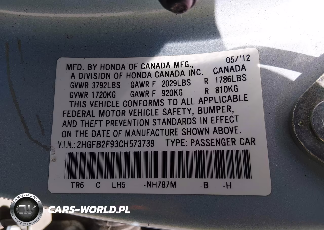 2012 Honda Civic Ex-L VIN:2HGFB2F93CH573739 - 9