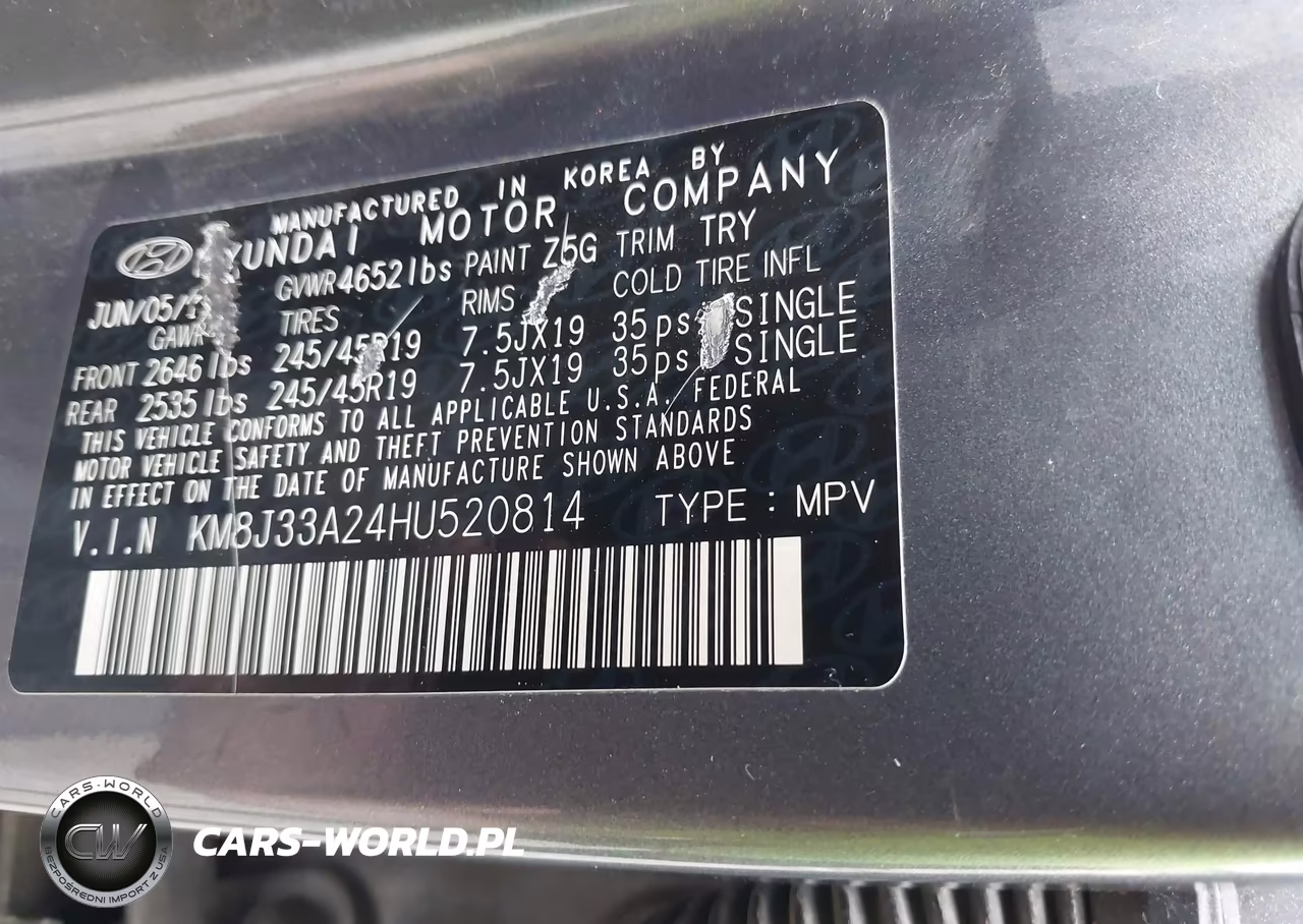 2017 Hyundai Tucson Sport VIN:KM8J33A24HU520814 - 9