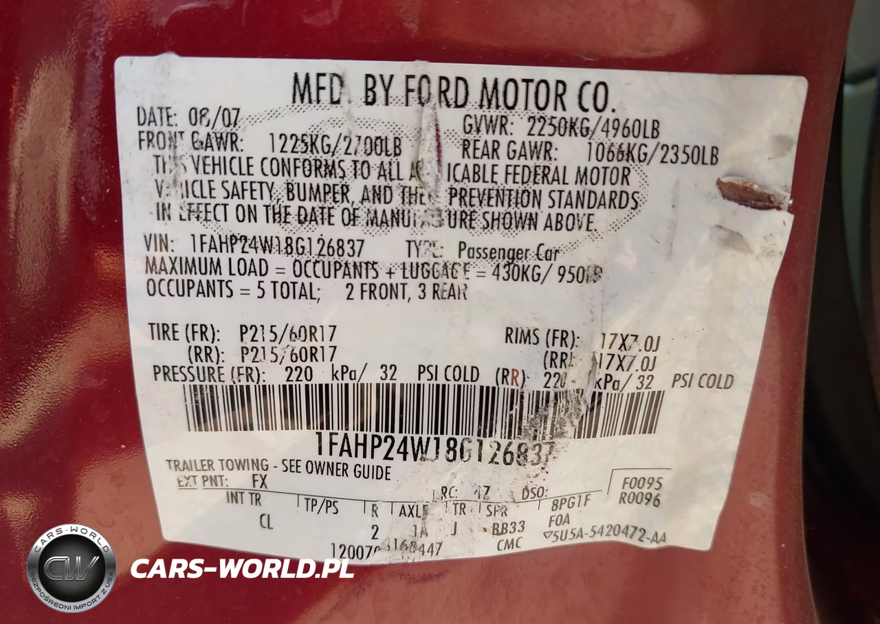 2008 Ford Taurus Sel VIN:1FAHP24W18G126837 - 9