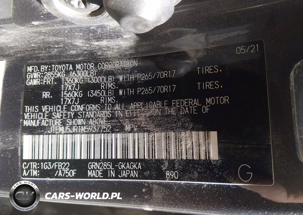 2021 Toyota 4Runner Sr5 VIN:JTEMU5JR1M5937752 - 9