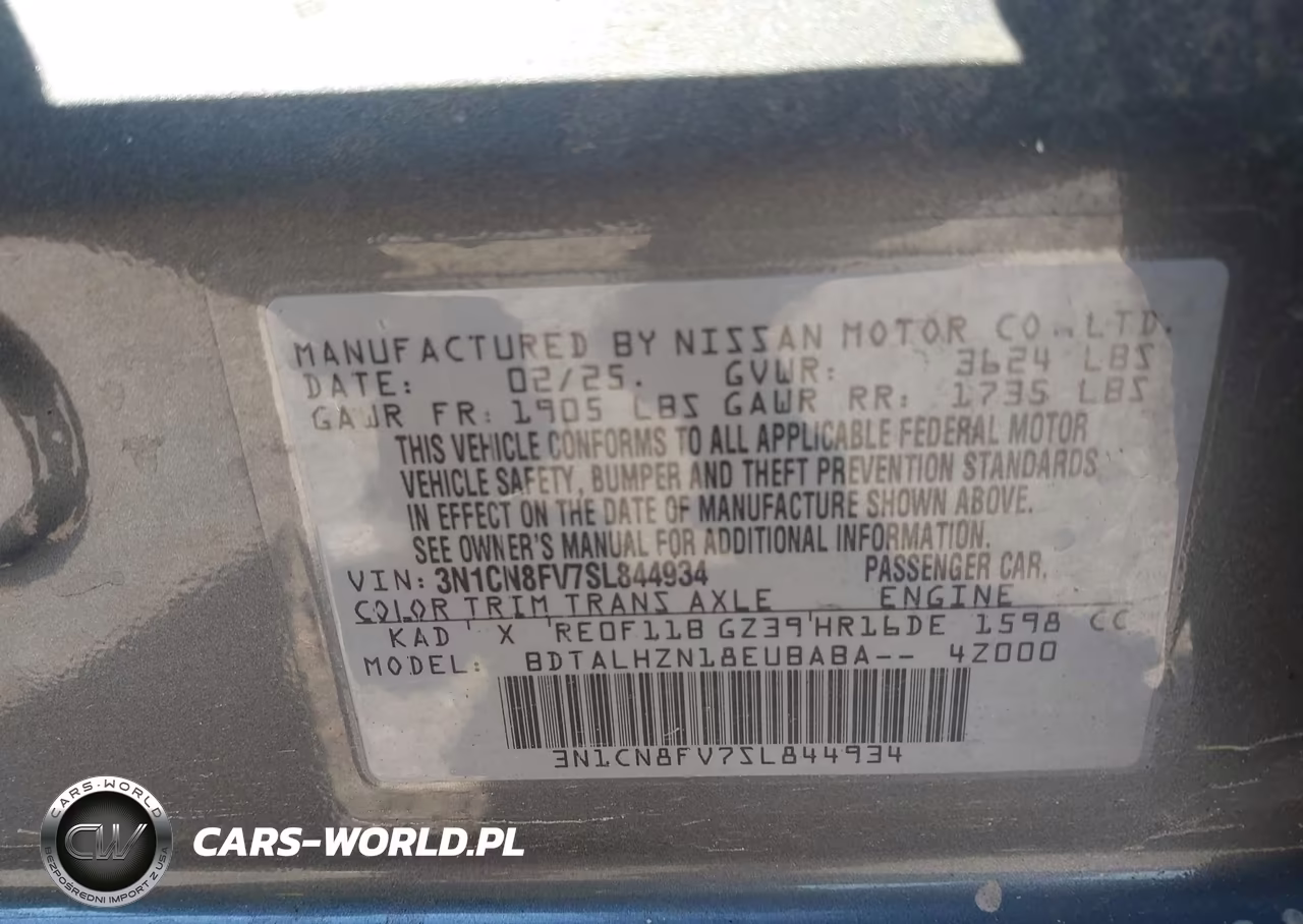 2025 Nissan Versa 1.6 Sr VIN:3N1CN8FV7SL844934 - 9
