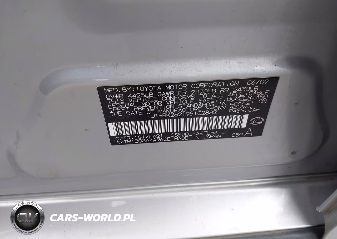 2009 Lexus Is 250 VIN:JTHBK262195102882 - 9