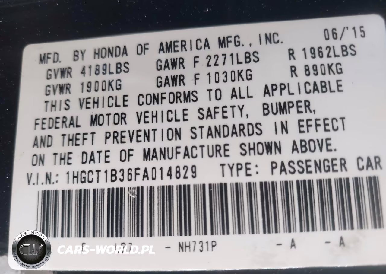 2015 Honda Accord Lx-S VIN:1HGCT1B36FA014829 - 9