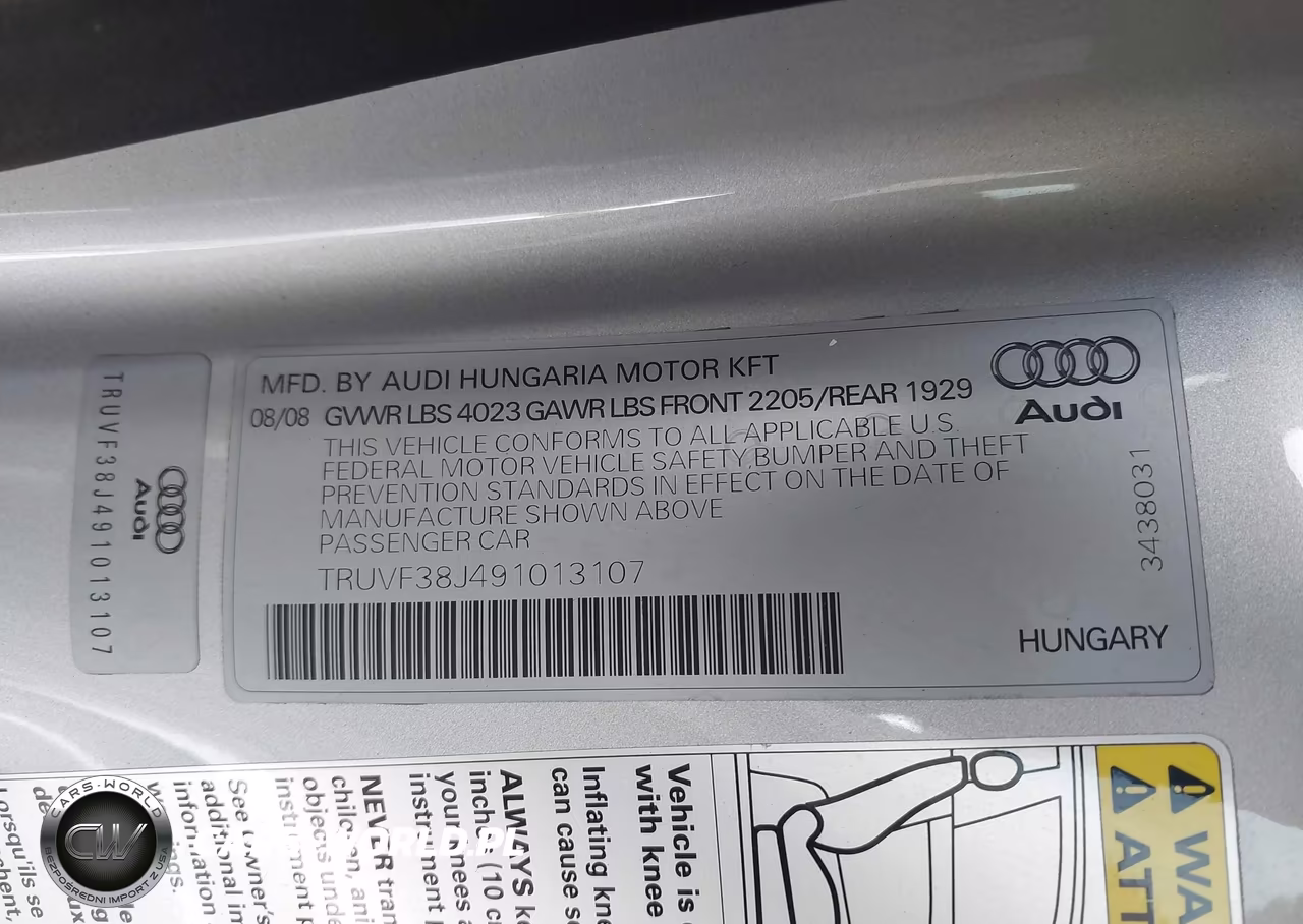 2009 Audi Tt 2.0T VIN:TRUVF38J491013107 - 9