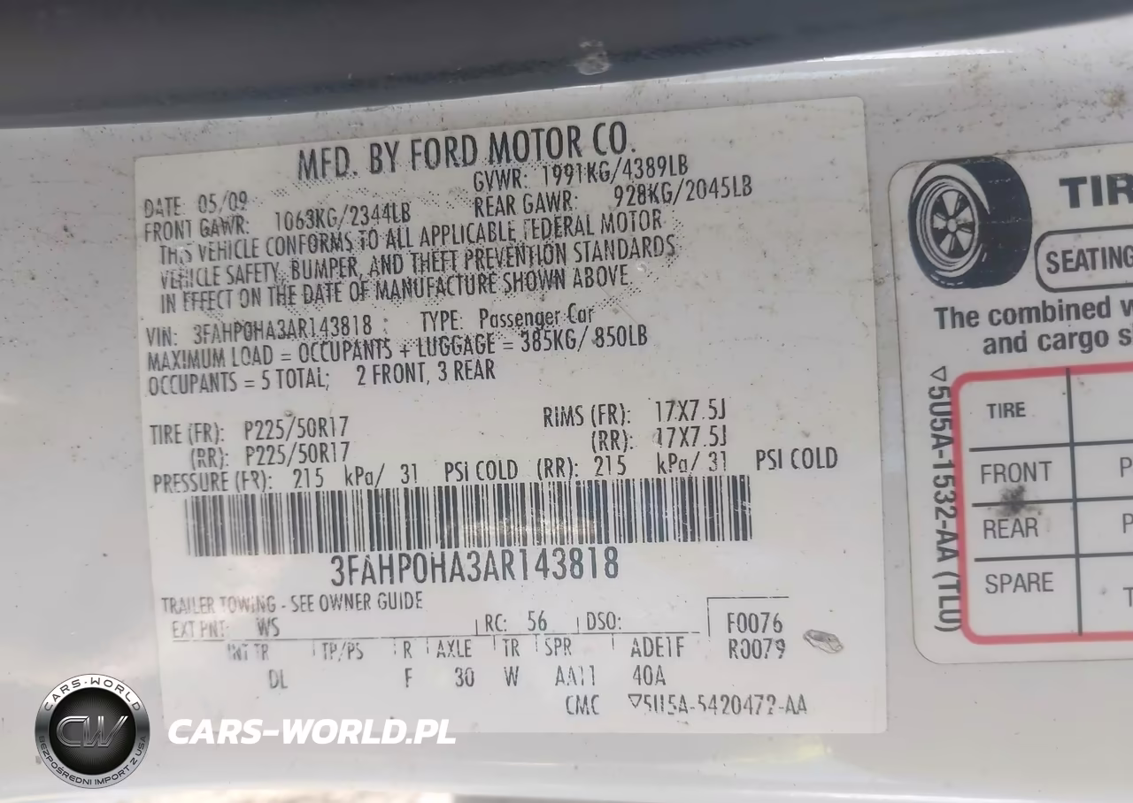 2010 Ford Fusion Se VIN:3FAHP0HA3AR143818 - 9