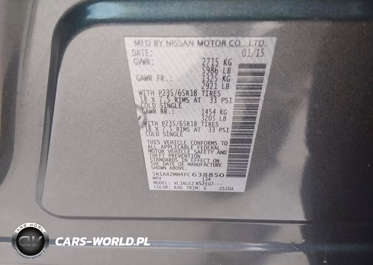 2015 Nissan Pathfinder Platinum-S-Sl-Sv VIN:5N1AR2MN4FC638850 - 9