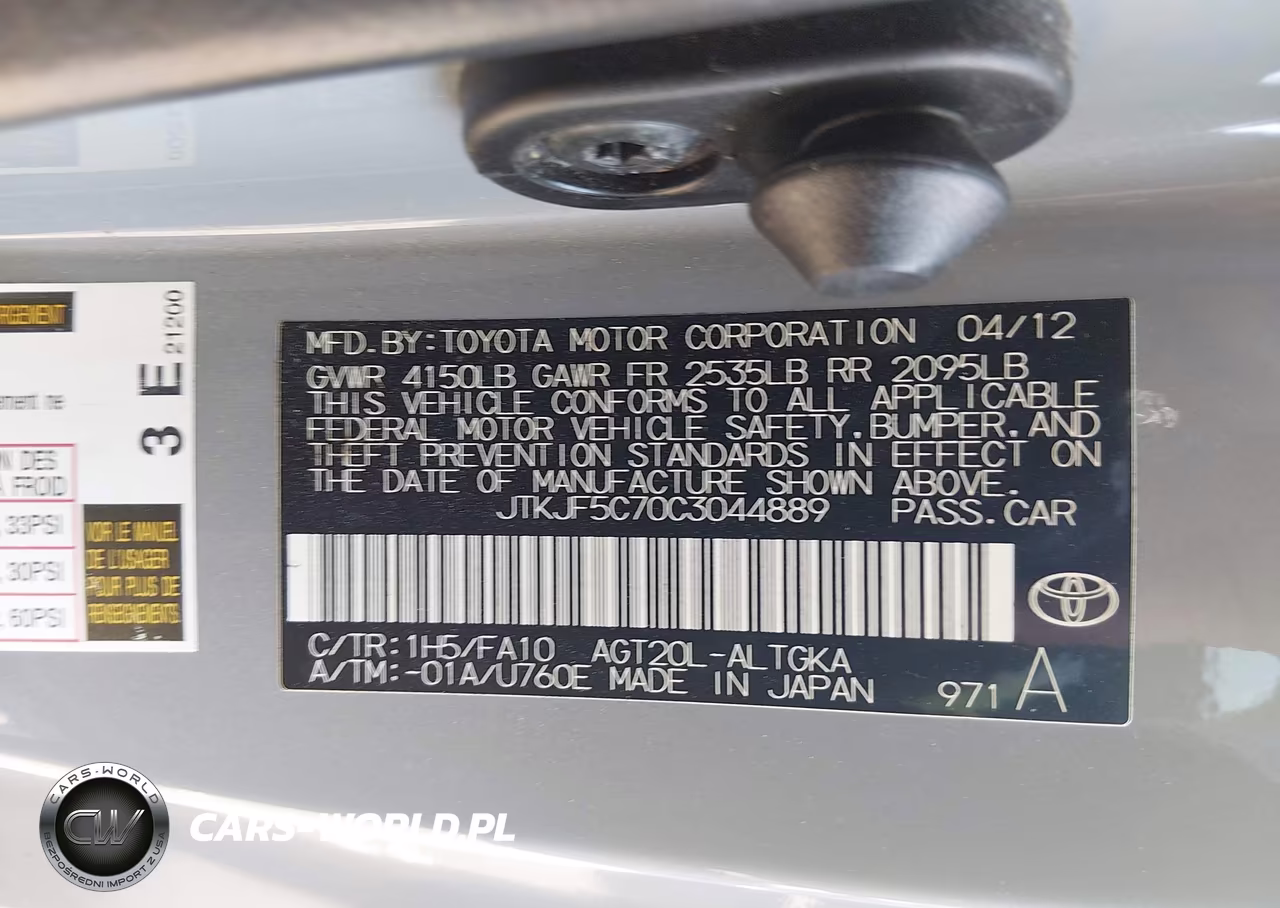 2012 Scion Tc VIN:JTKJF5C70C3044889 - 9