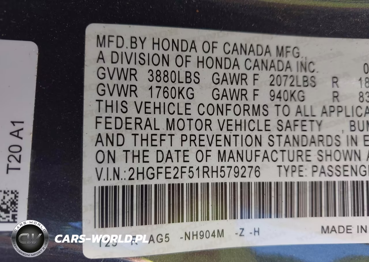 2024 Honda Civic Sport VIN:2HGFE2F51RH579276 - 9
