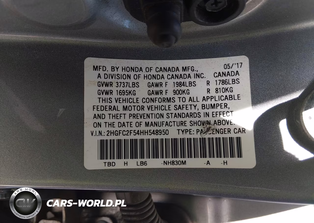2017 Honda Civic Lx VIN:2HGFC2F54HH548950 - 9