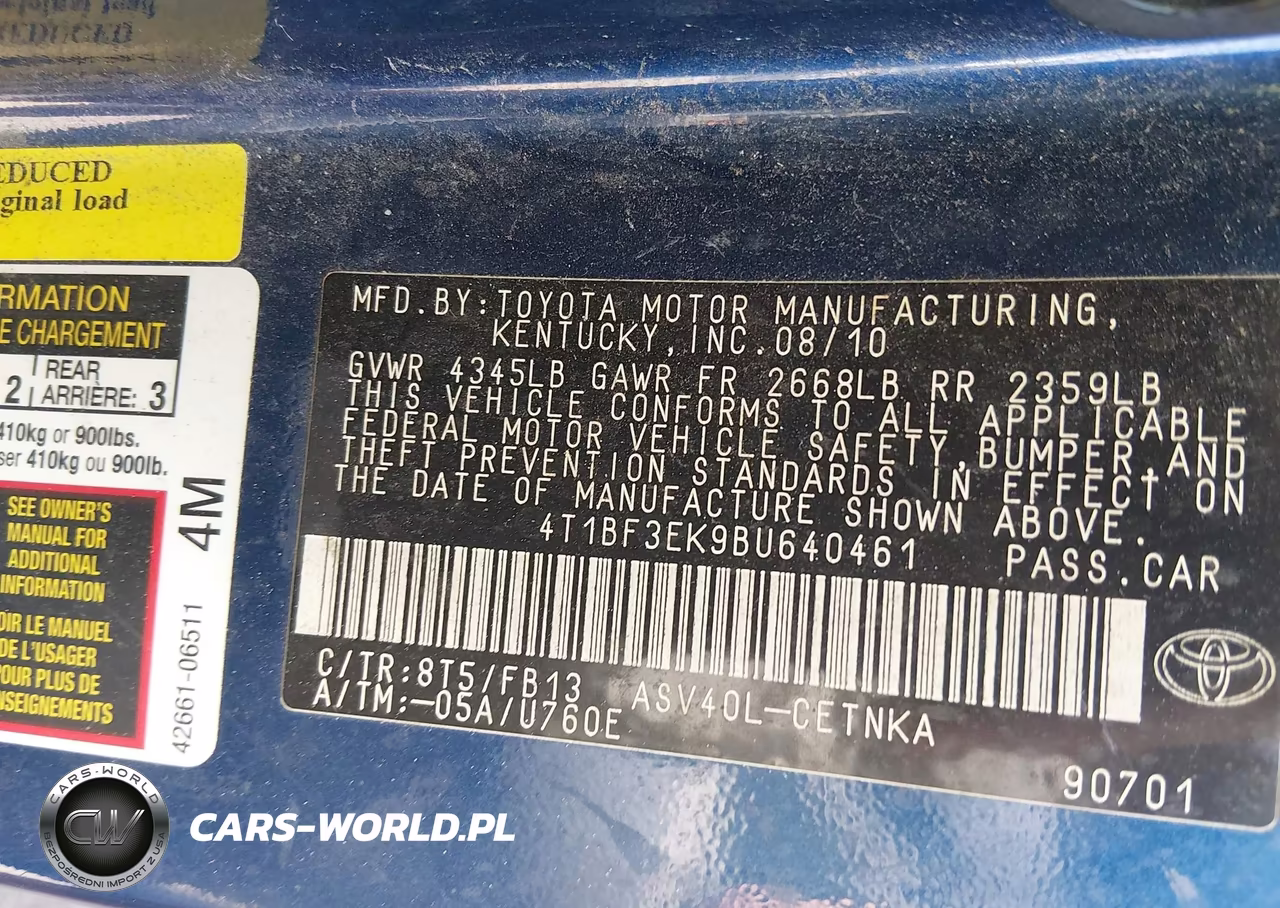 2011 Toyota Camry Le VIN:4T1BF3EK9BU640461 - 9