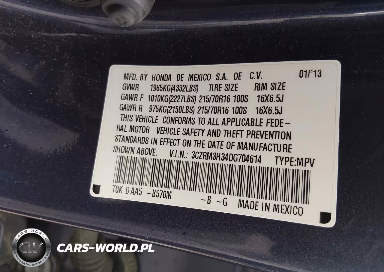 2013 Honda Cr-V Lx VIN:3CZRM3H34DG704614 - 9