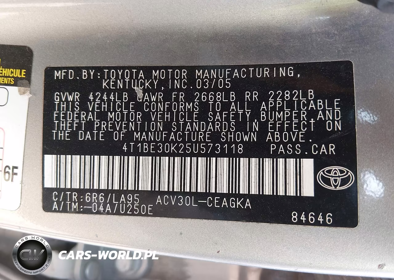 2005 Toyota Camry Xle VIN:4T1BE30K25U573118 - 9