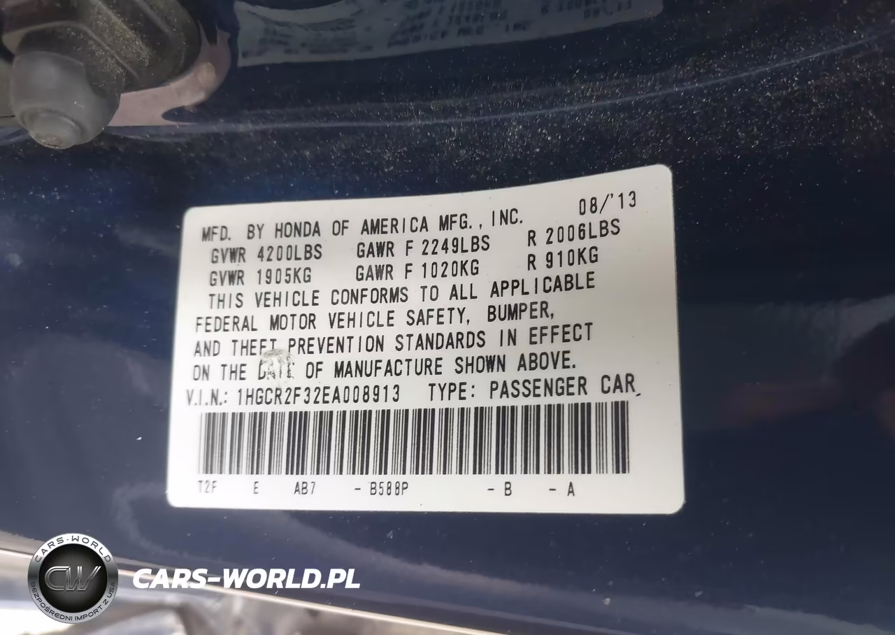 2014 Honda Accord Lx VIN:1HGCR2F32EA008913 - 9