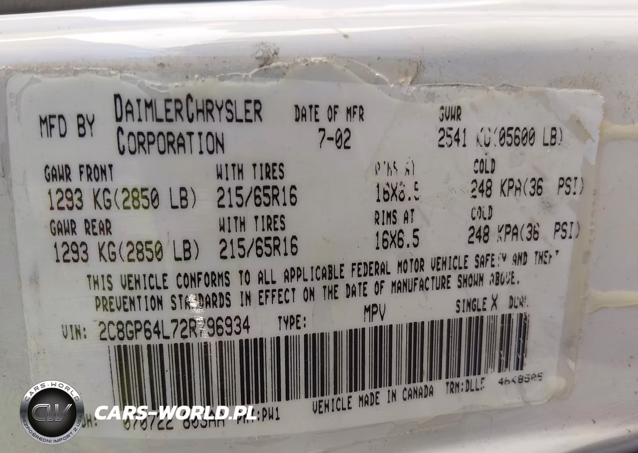2002 Chrysler Town & Country Limited VIN:2C8GP64L72R796934 - 9