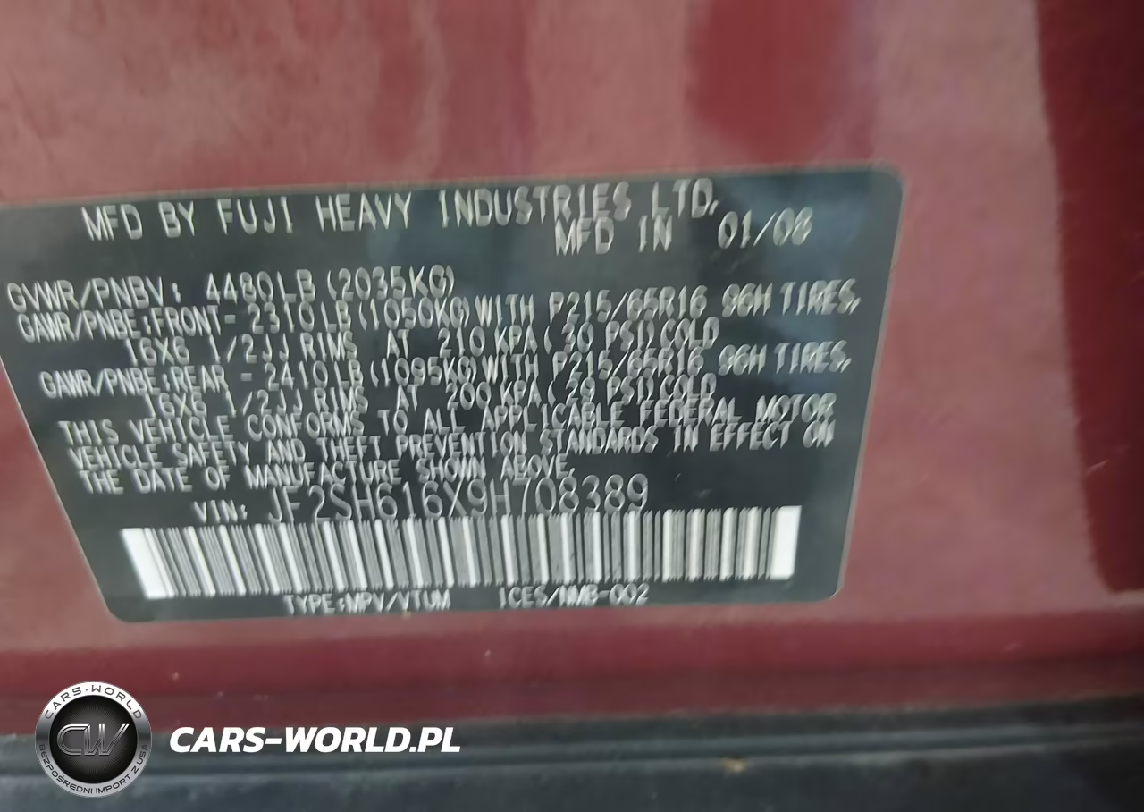 2009 Subaru Forester 2.5X VIN:JF2SH616X9H708389 - 9
