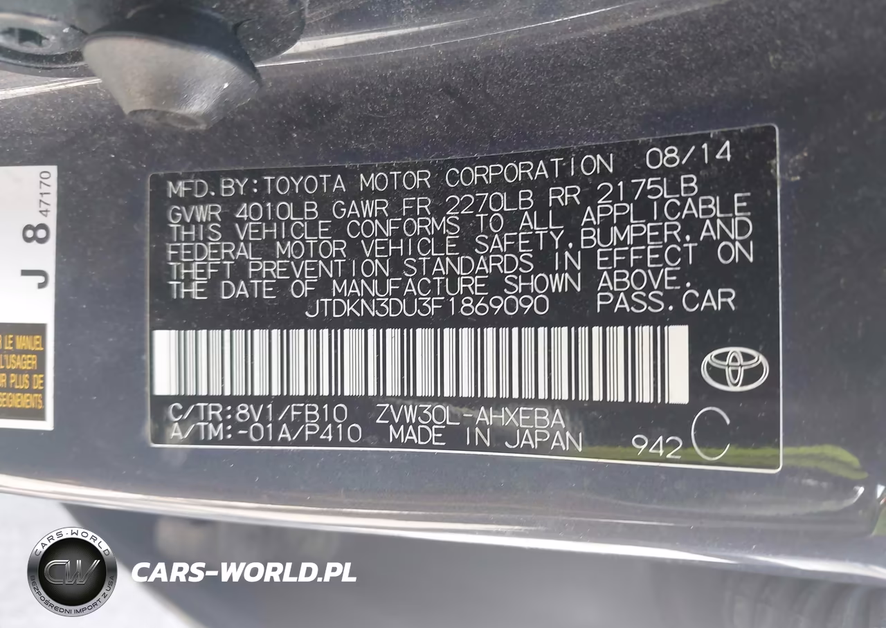 2015 Toyota Prius Two VIN:JTDKN3DU3F1869090 - 7