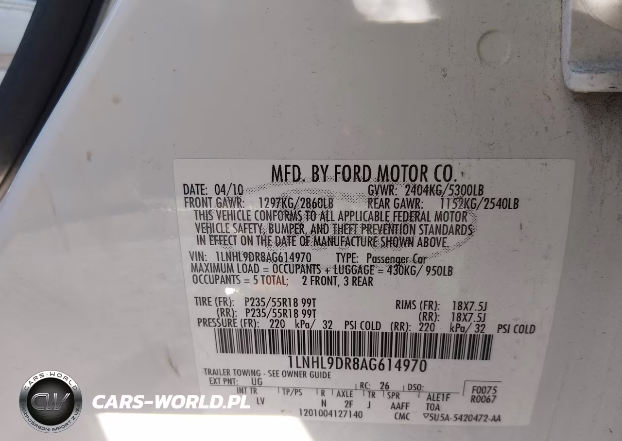 2010 Lincoln Mks VIN:1LNHL9DR8AG614970 - 8