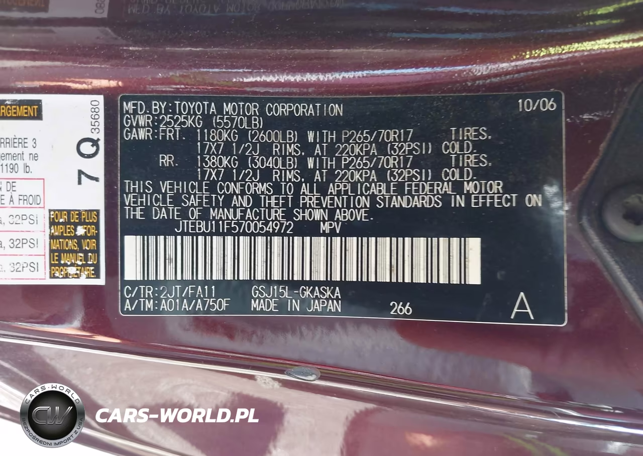 2007 Toyota Fj Cruiser VIN:JTEBU11F570054972 - 9