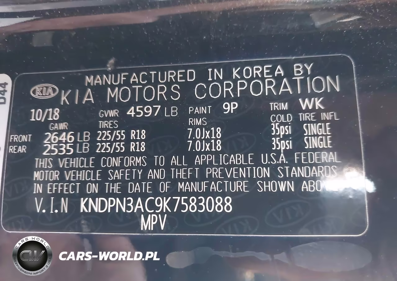 2019 Kia Sportage Ex VIN:KNDPN3AC9K7583088 - 9