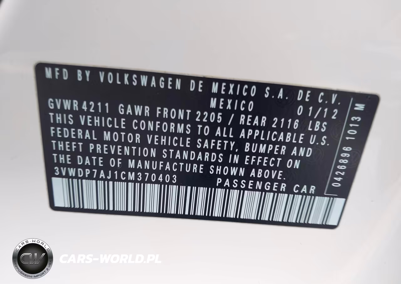 2012 Volkswagen Jetta 2.5L Se VIN:3VWDP7AJ1CM370403 - 9