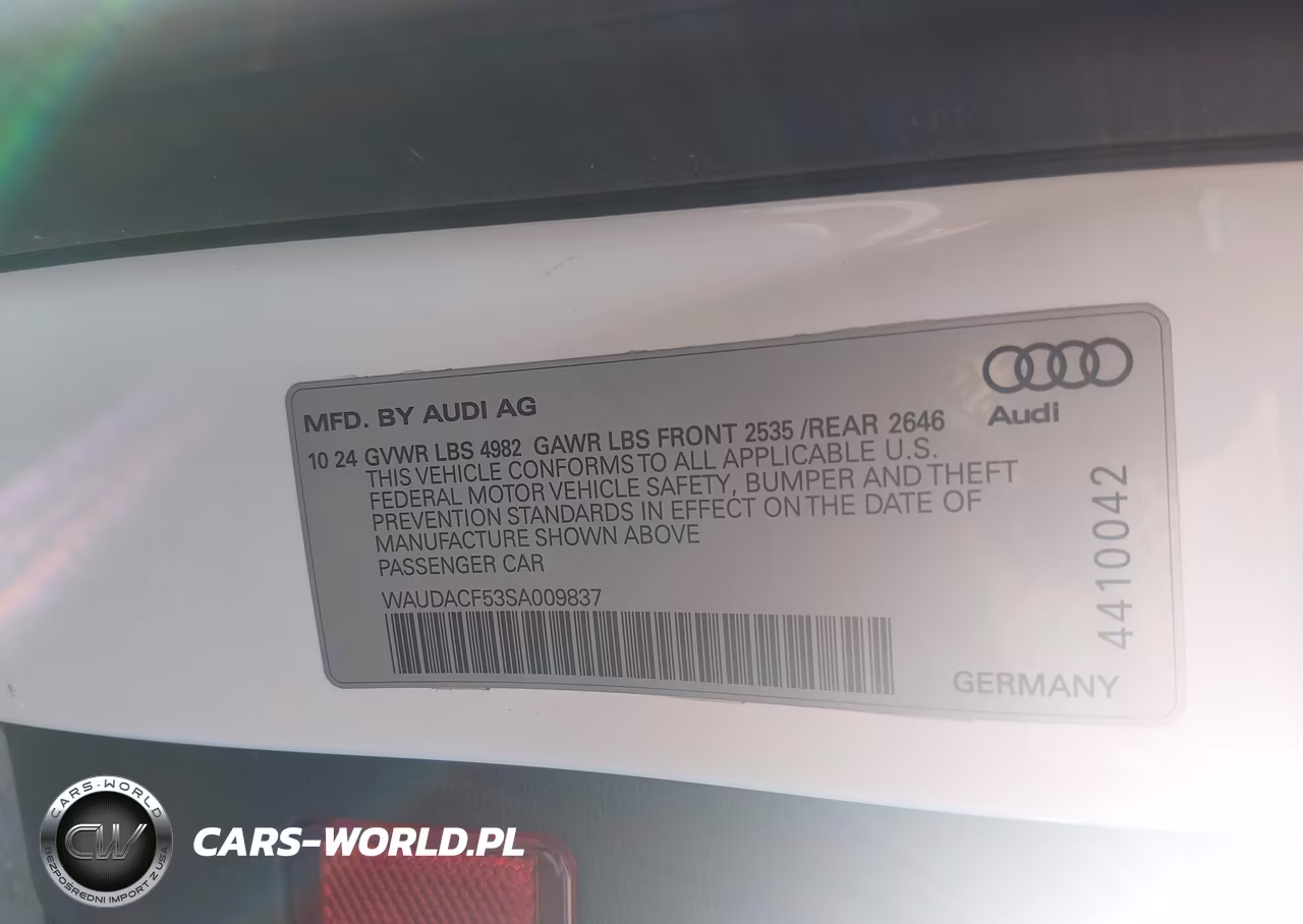 2025 Audi A5 Sportback Premium 45 Tfsi S Line Quattro S Tronic VIN:WAUDACF53SA009837 - 9