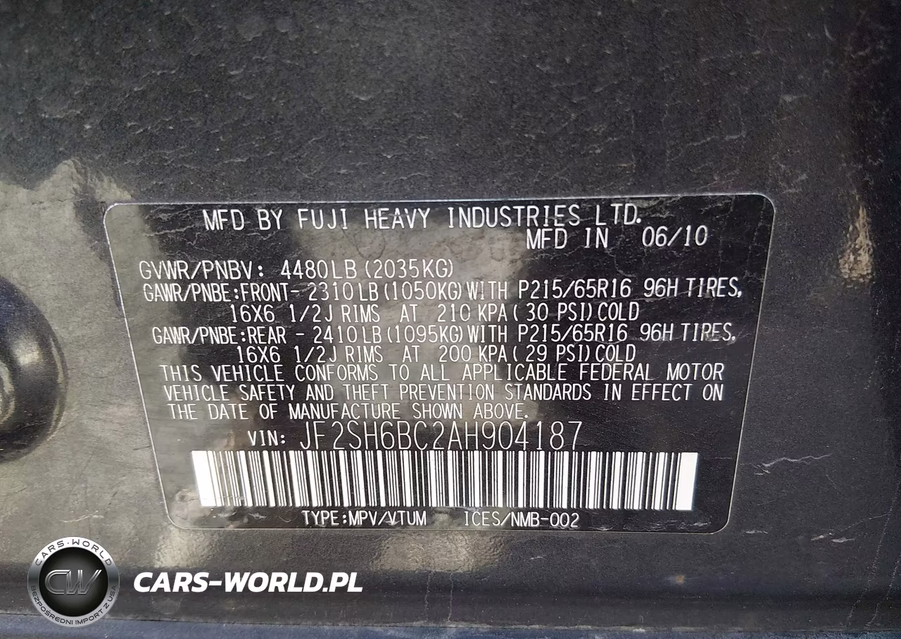 2010 Subaru Forester 2.5X VIN:JF2SH6BC2AH904187 - 9