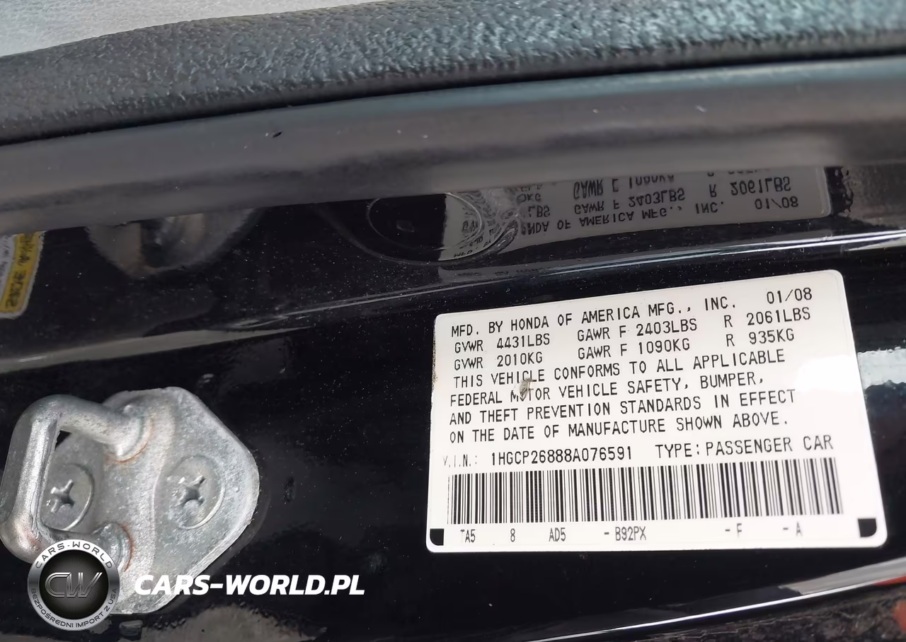 2008 Honda Accord 2.4 Ex-L VIN:1HGCP26888A076591 - 9