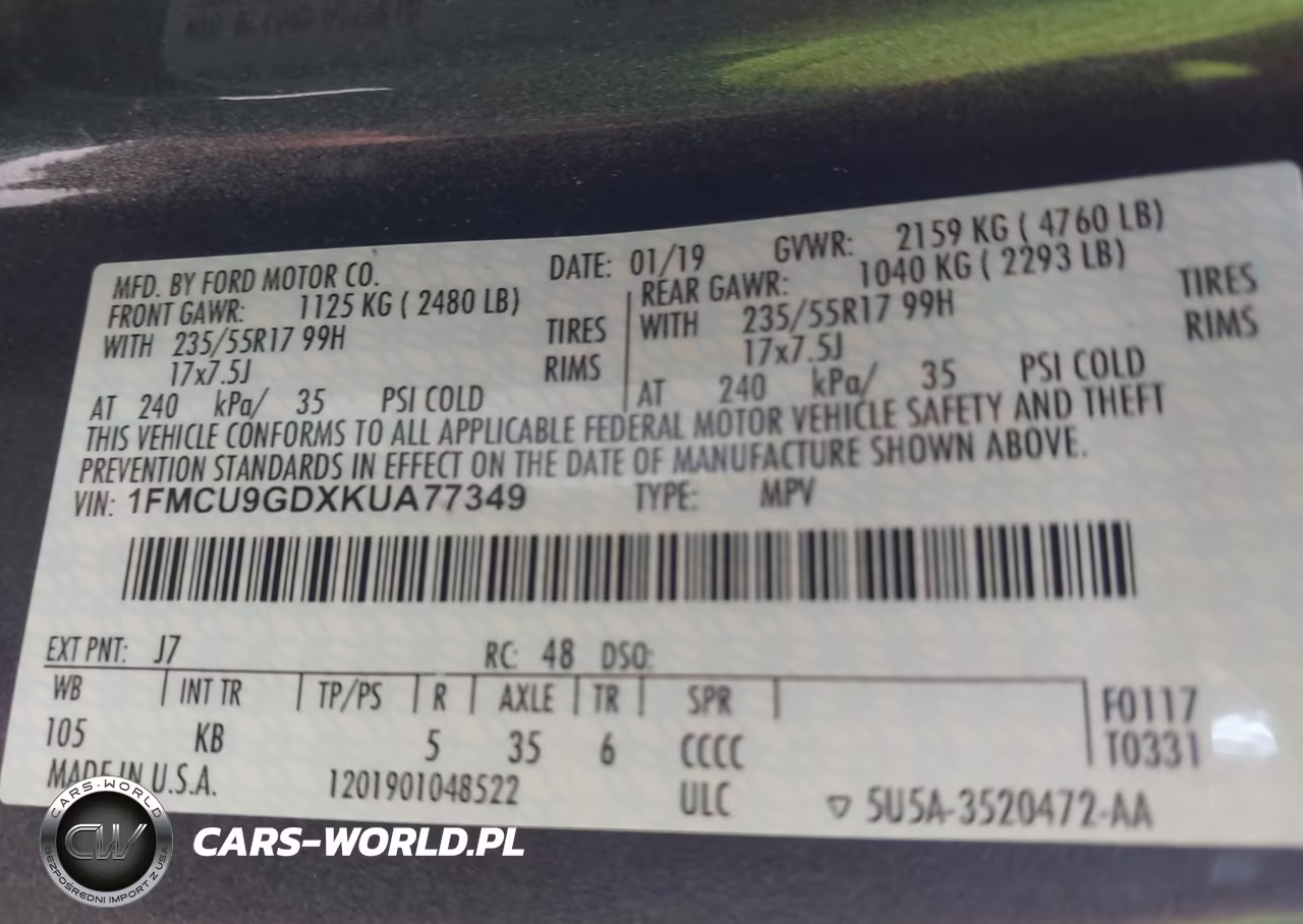 2019 Ford Escape Se VIN:1FMCU9GDXKUA77349 - 9