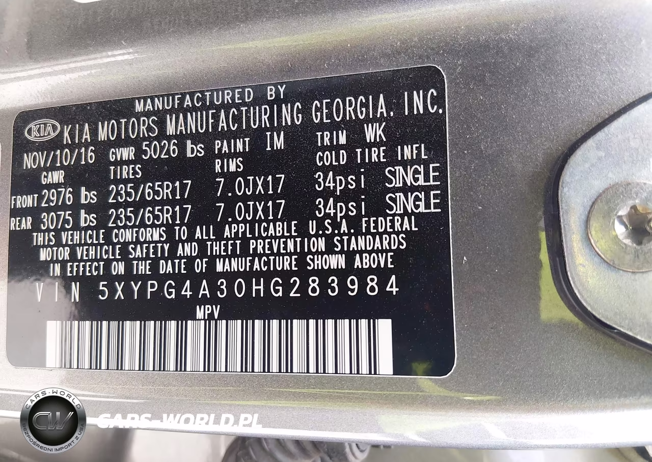 2017 Kia Sorento 2.4L L VIN:5XYPG4A30HG283984 - 9