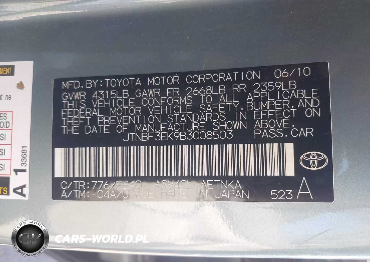 2011 Toyota Camry Le VIN:JTNBF3EK9B3008503 - 9