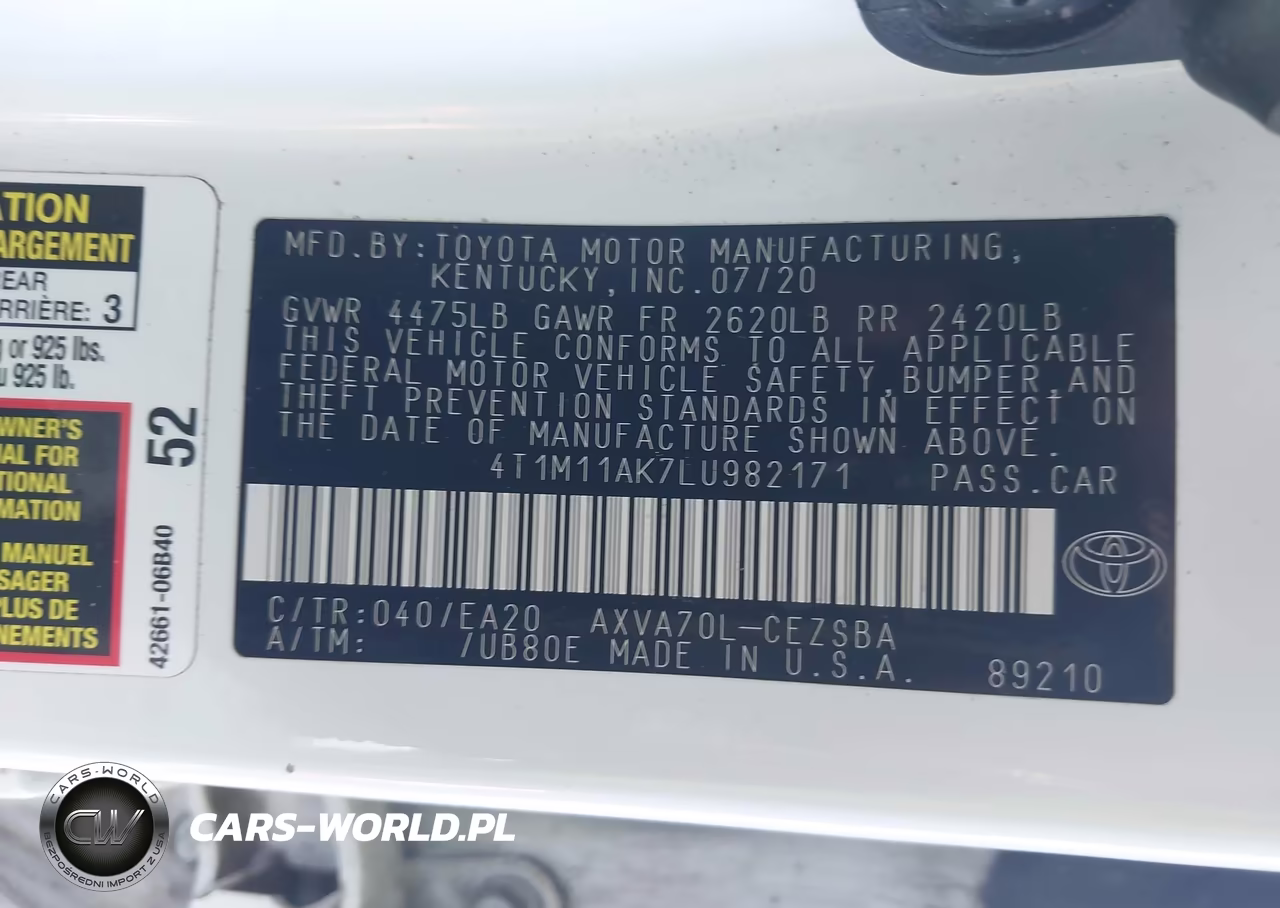 2020 Toyota Camry Se VIN:4T1M11AK7LU982171 - 9
