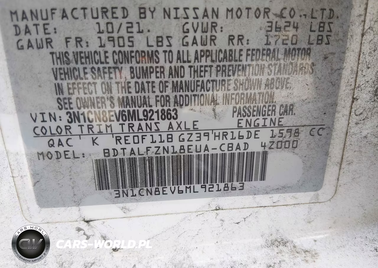 2021 Nissan Versa Sv Xtronic Cvt VIN:3N1CN8EV6ML921863 - 9
