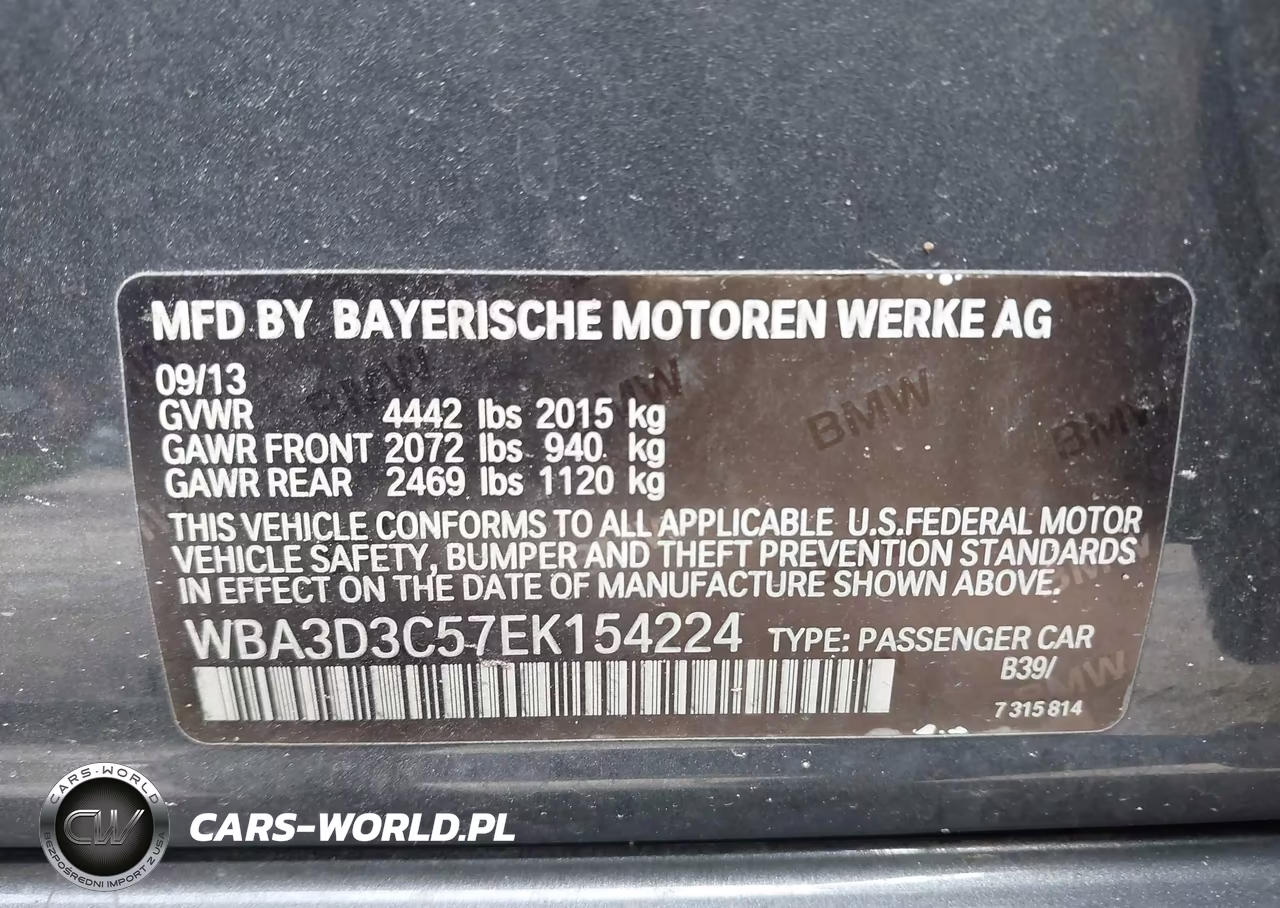 2014 BMW 328D VIN:WBA3D3C57EK154224 - 9