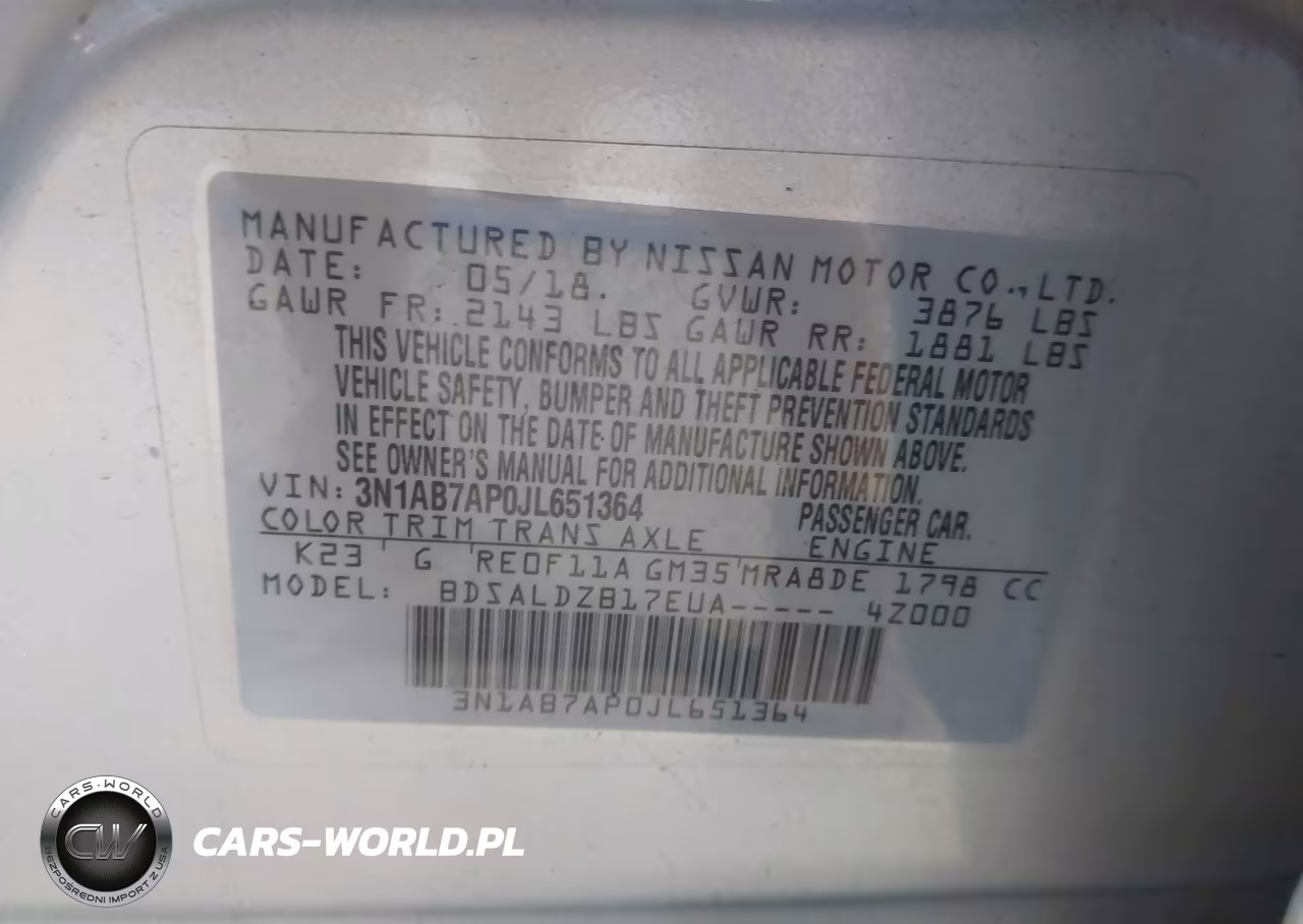 2018 Nissan Sentra Sv VIN:3N1AB7AP0JL651364 - 9