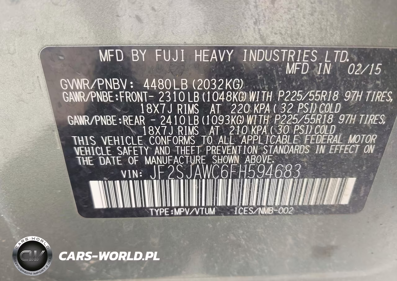 2015 Subaru Forester 2.5I Touring VIN:JF2SJAWC6FH594683 - 9