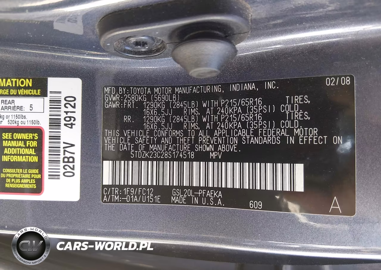 2008 Toyota Sienna Le VIN:5TDZK23C28S174518 - 9