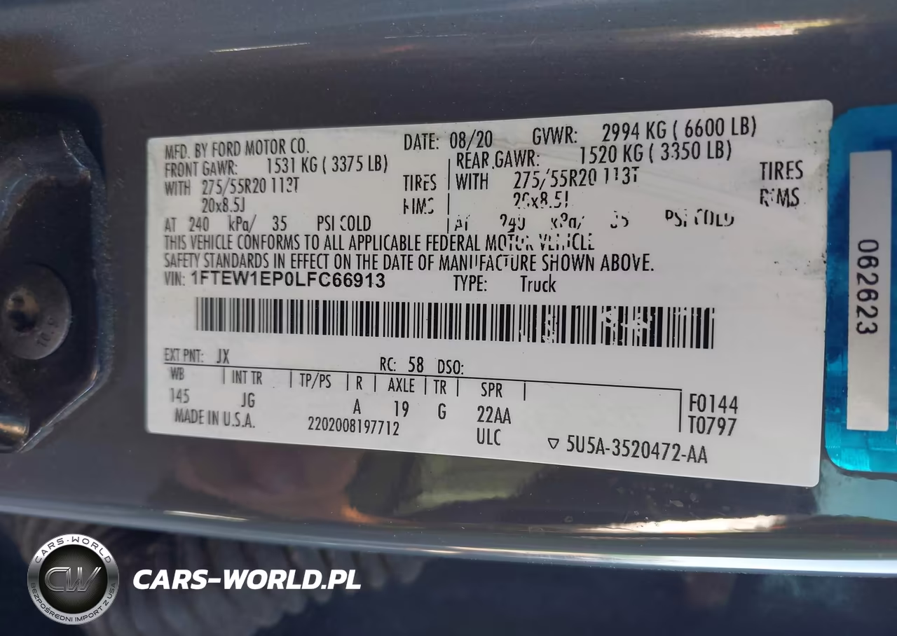 2020 Ford F-150 Xl VIN:1FTEW1EP0LFC66913 - 9