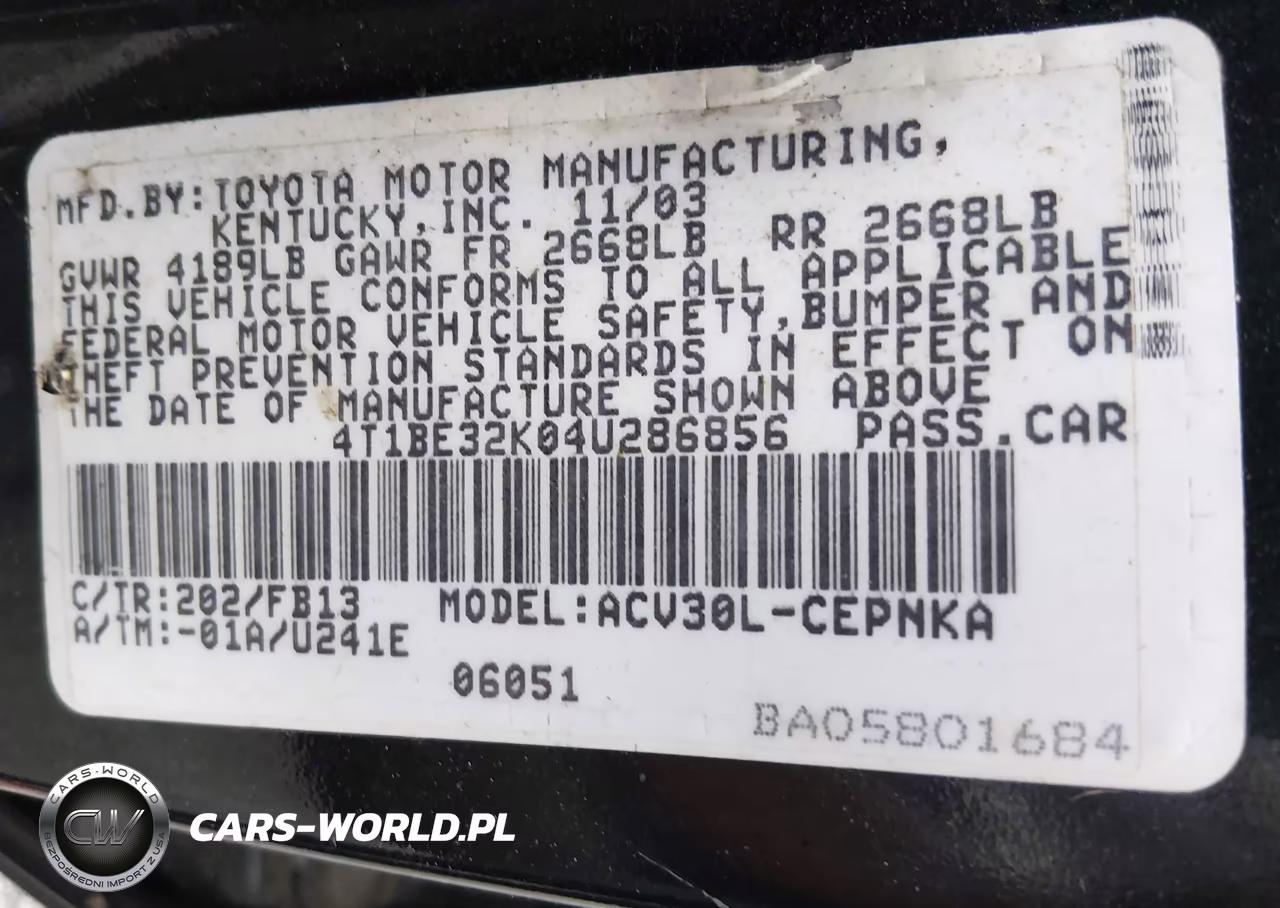 2004 Toyota Camry Le VIN:4T1BE32K04U286856 - 9