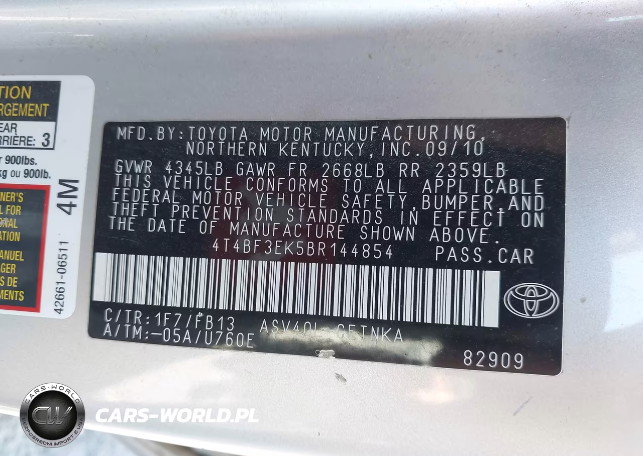 2011 Toyota Camry Le VIN:4T4BF3EK5BR144854 - 9