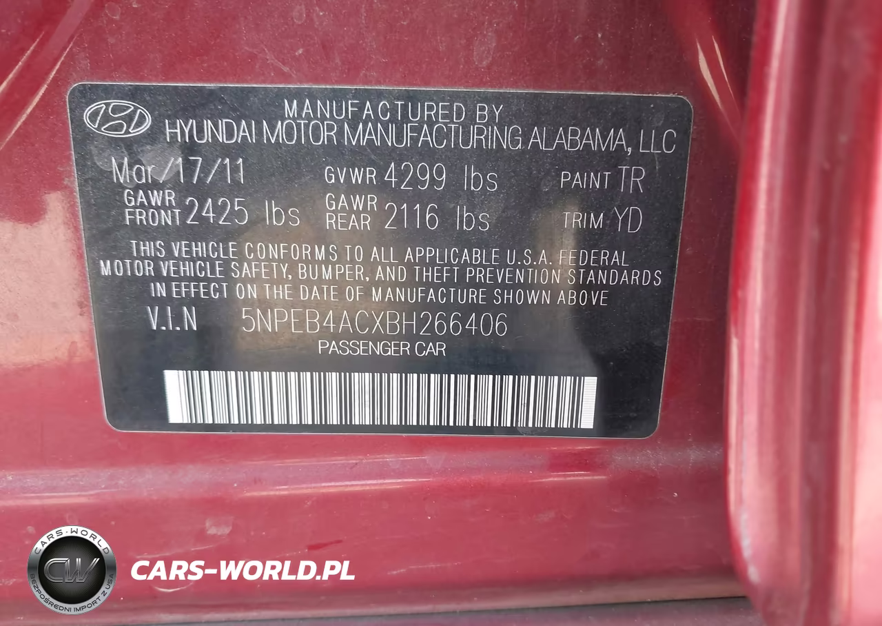 2011 Hyundai Sonata Gls VIN:5NPEB4ACXBH266406 - 9