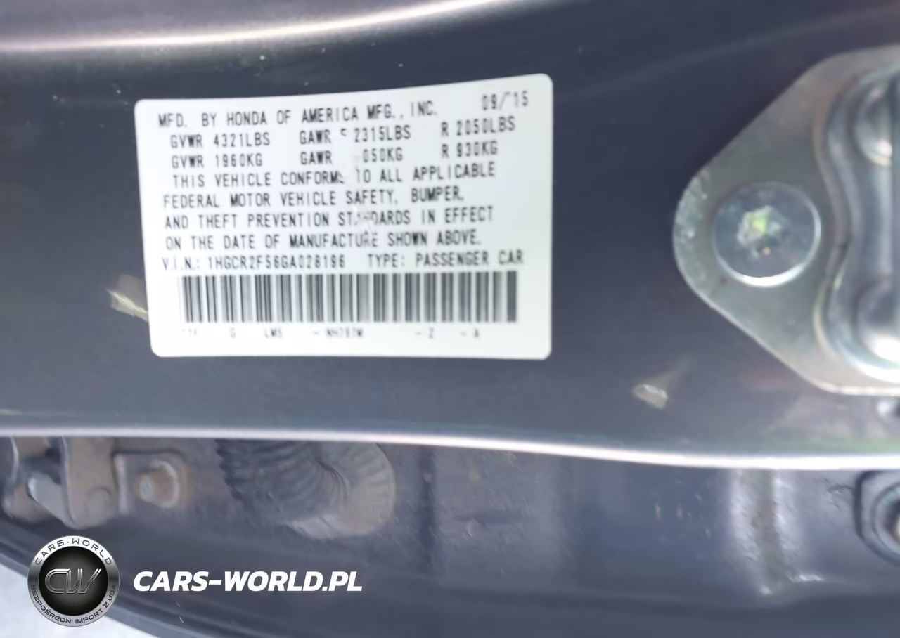 2016 Honda Accord Sport VIN:1HGCR2F56GA028196 - 9