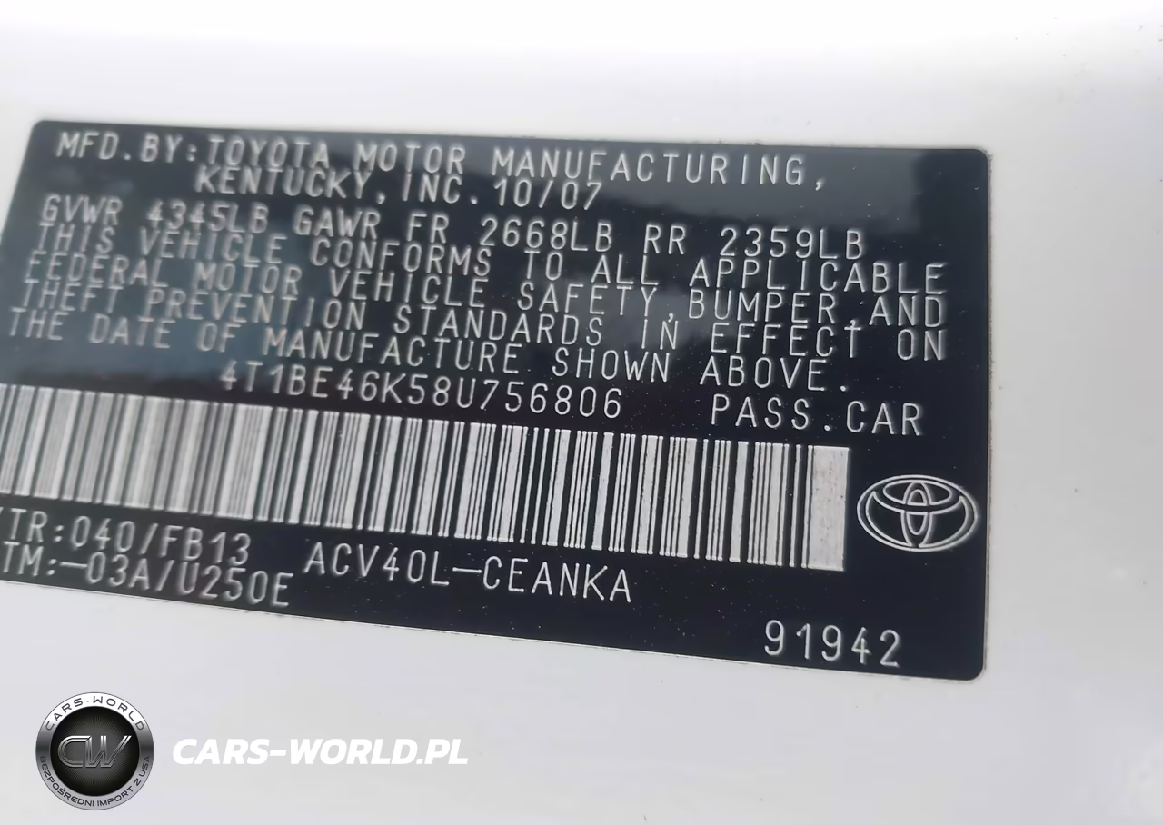 2008 Toyota Camry Le VIN:4T1BE46K58U756806 - 9