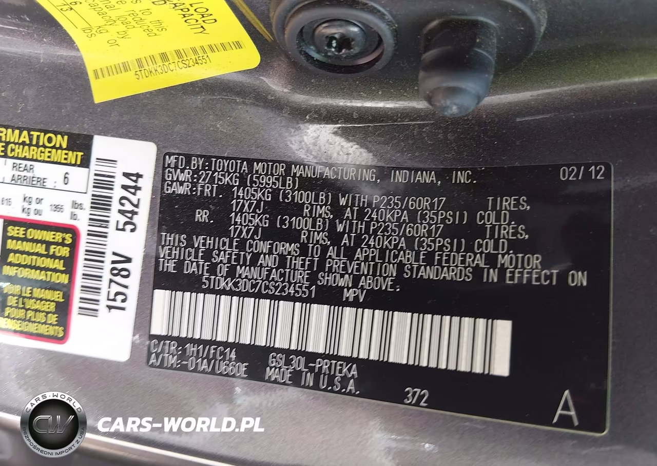 2012 Toyota Sienna Le V6 8 Passenger VIN:5TDKK3DC7CS234551 - 9