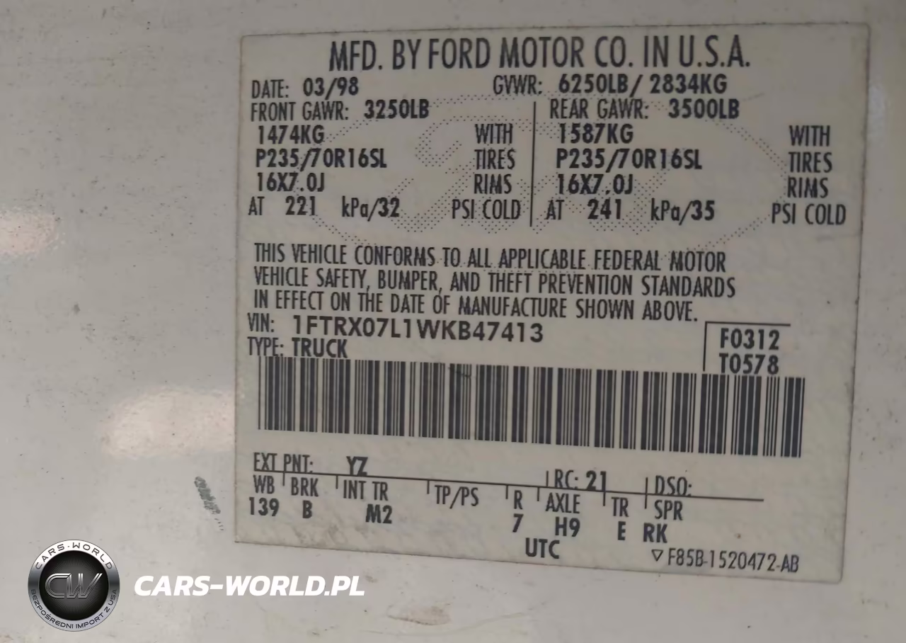 1998 Ford F-150 Lariat-Xl-Xlt VIN:1FTRX07L1WKB47413 - 9