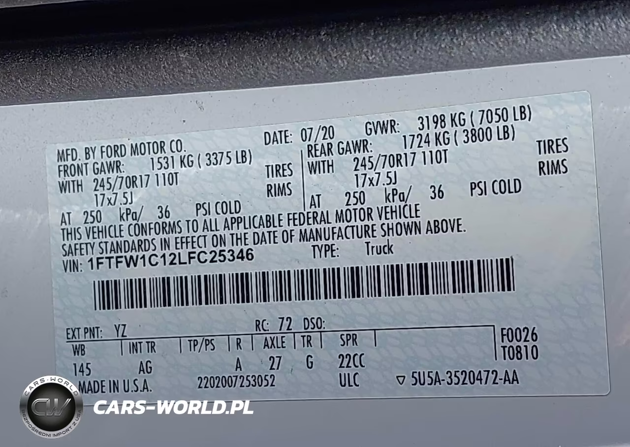 2020 Ford F-150 Xl VIN:1FTFW1C12LFC25346 - 9