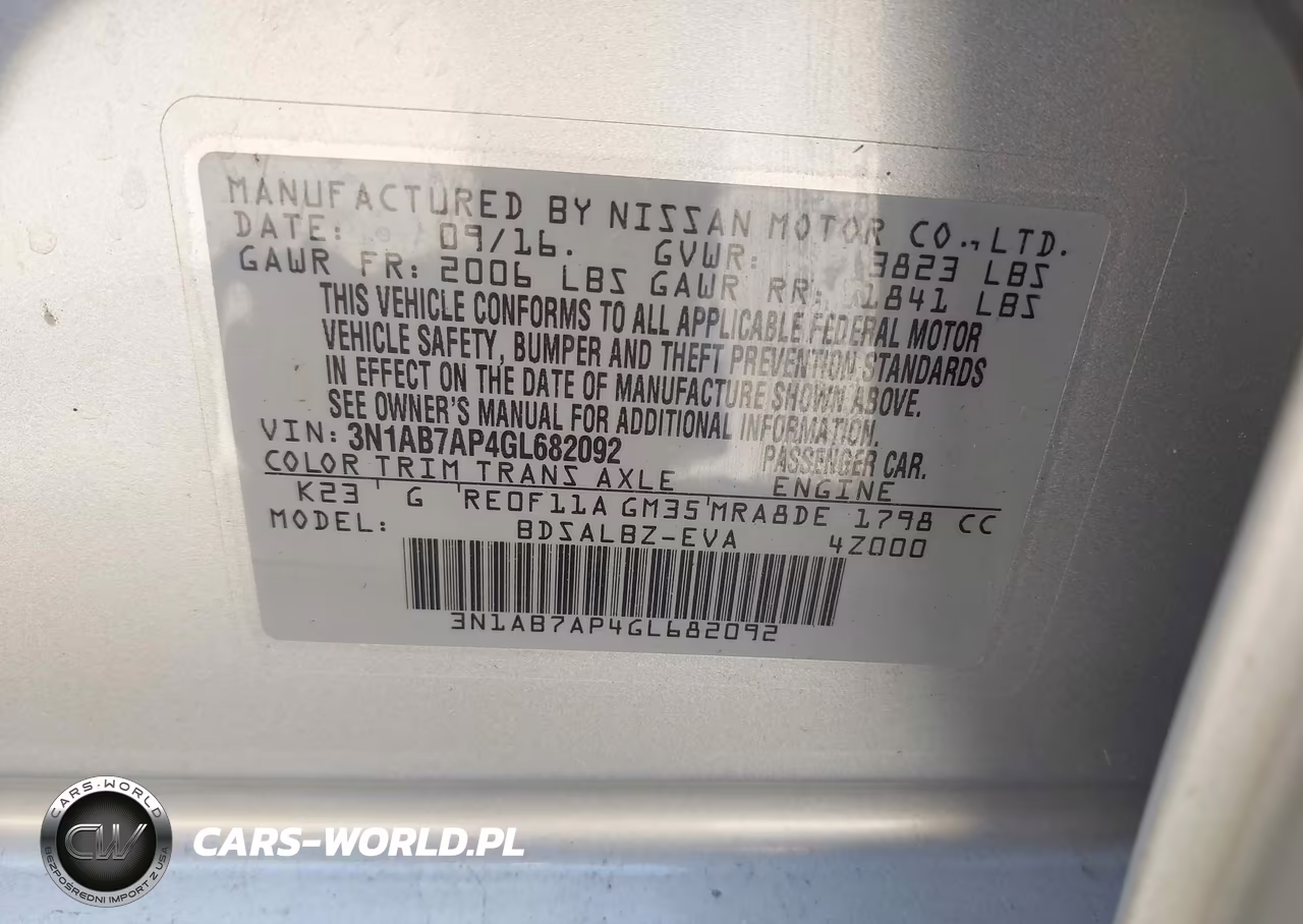 2016 Nissan Sentra S VIN:3N1AB7AP4GL682092 - 9