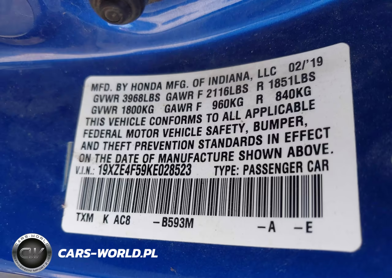 2019 Honda Insight Ex VIN:19XZE4F59KE028523 - 9